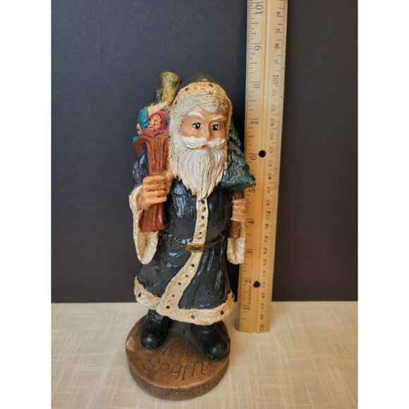Hand-Painted Resin Santa Figurine W/ Tree & Toys Representative of 1890 Spain 8" - Picture 7 of 8